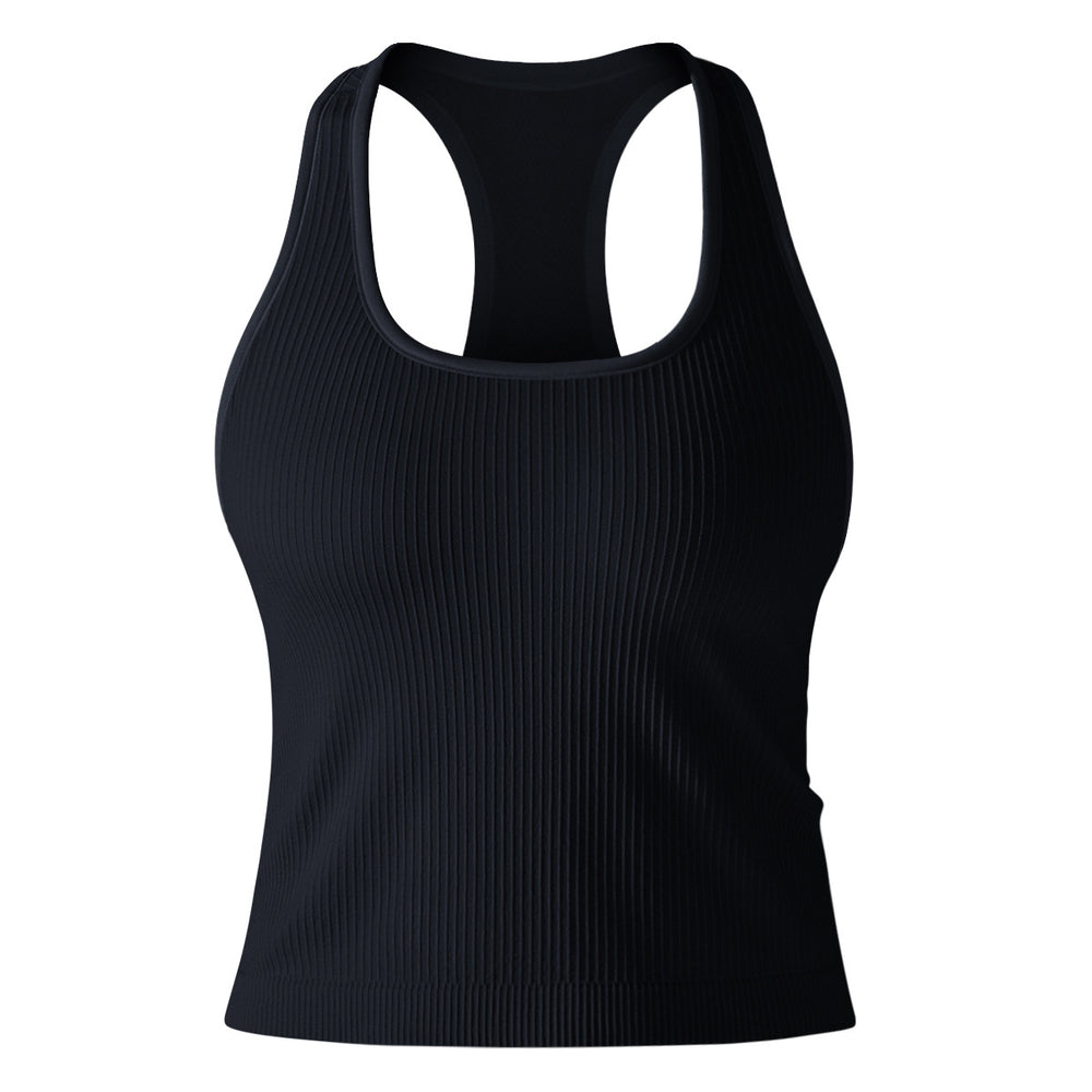 fashionpure color thread high elastic tight i-shaped long vest sports running fitness yoga wear tops for women