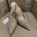 Za's 2026 new women's low-heel elegant sequin pumps - closed-toe, low-cut, back-strap flats