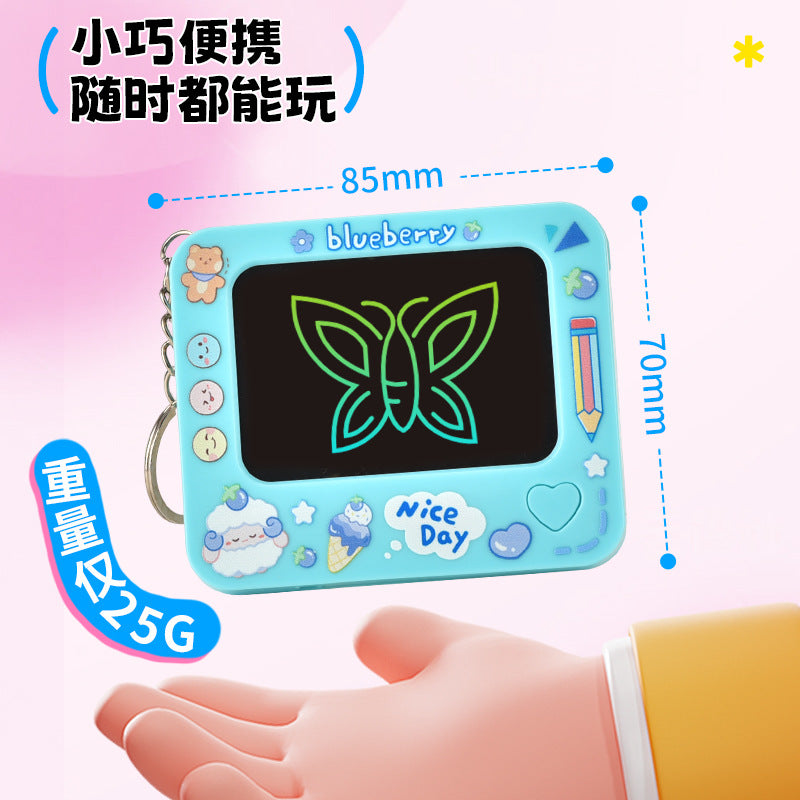 Cartoon kids toy keychain lcd writing tablet gift toy doodle blackboard student bag charm