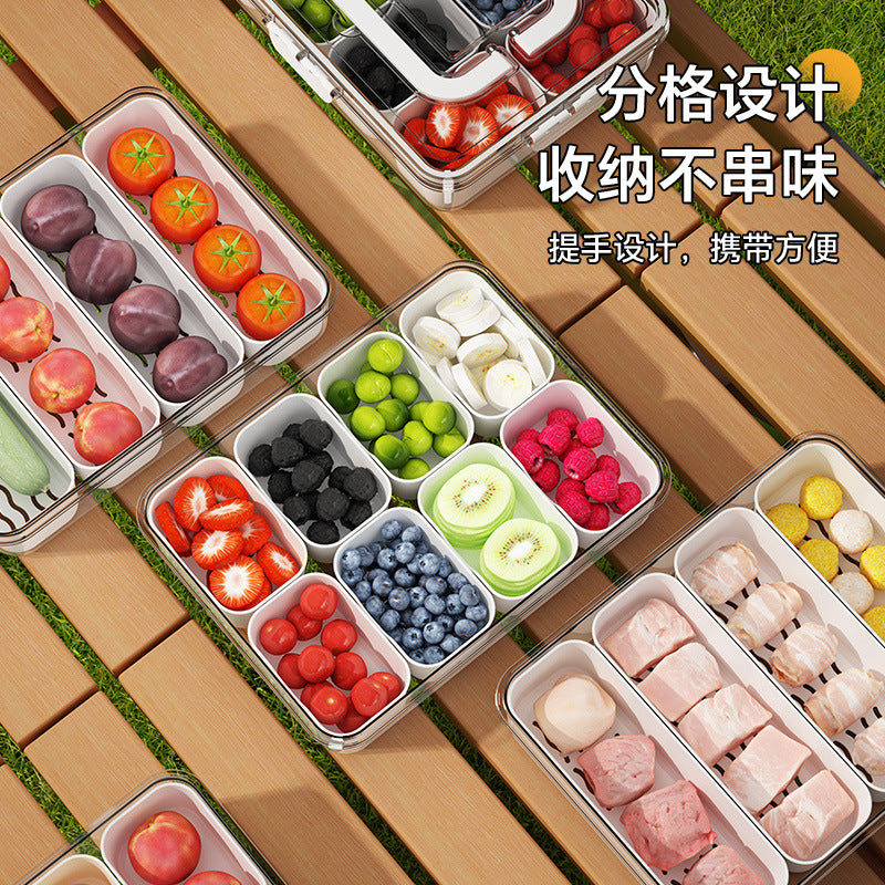 Salad crisper, eight-point grid, spice box, sealed refrigerator, frozen storage box, portable picnic, fruit and vegetables