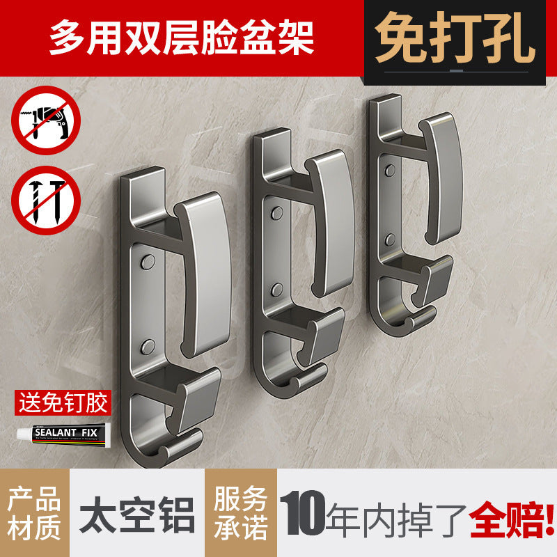 Washbasin hook No punching basin Washbasin storage rack Hanging basin artifact Bathroom toilet shelf Washbasin rack
