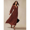 fashion bohemia retro printing loose a-line elegance lantern sleeve tie backdress women