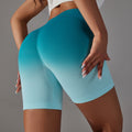 Clearance gradient seamless high-waisted tummy control shorts breathable running workout fitness shorts peach lift yoga pants