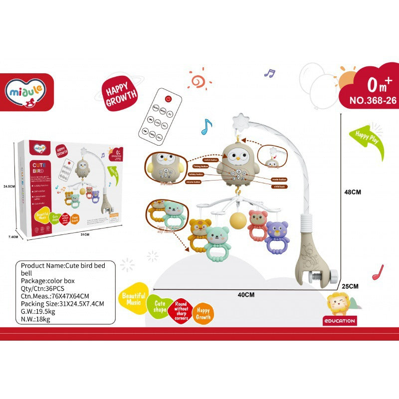 Cross-border  export infant music rotating rattle newborn crib bell early education lighting music toys