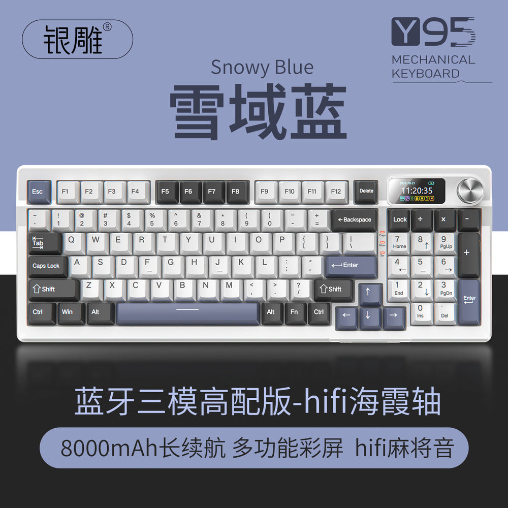 Y95 bluetooth tri-mode mechanical keyboard - customizable wireless 98-key layout, rgb wired gaming gasket keyboard, computer peripheral