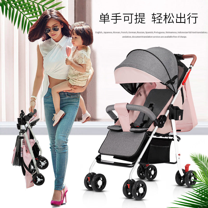 Baby stroller - lightweight, foldable, reclining, four-wheel pushchair for infants and toddlers - one-click folding - dropshipping available