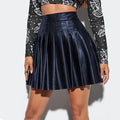 pu leather skirt for women, european and american plus size sexy mini pleated skirt, new  collection