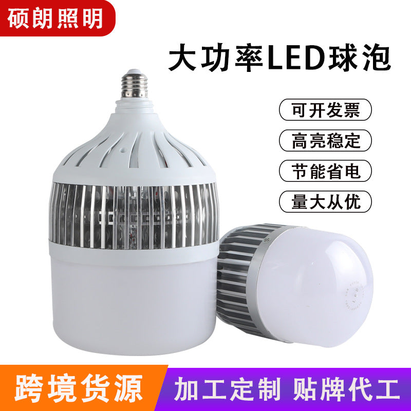 Cross-border led bulb high-power fin factory workshop warehouse explosion lighting bulb screw e27 energy-saving bulb