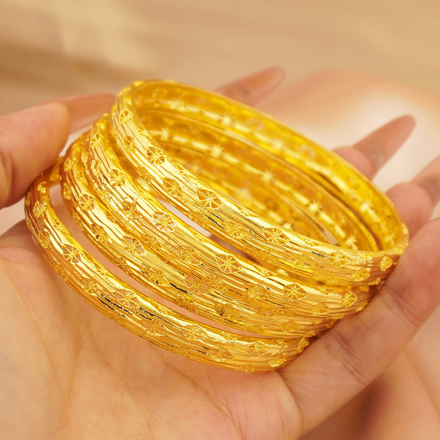 Wholesale 24k gold plated bangle dubai wedding indian nigerian women's bridal gold bangle jewelry wholesale
