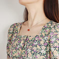 New arrival: agate crystal pendant necklace - minimalist red agate with rose gold accents for women