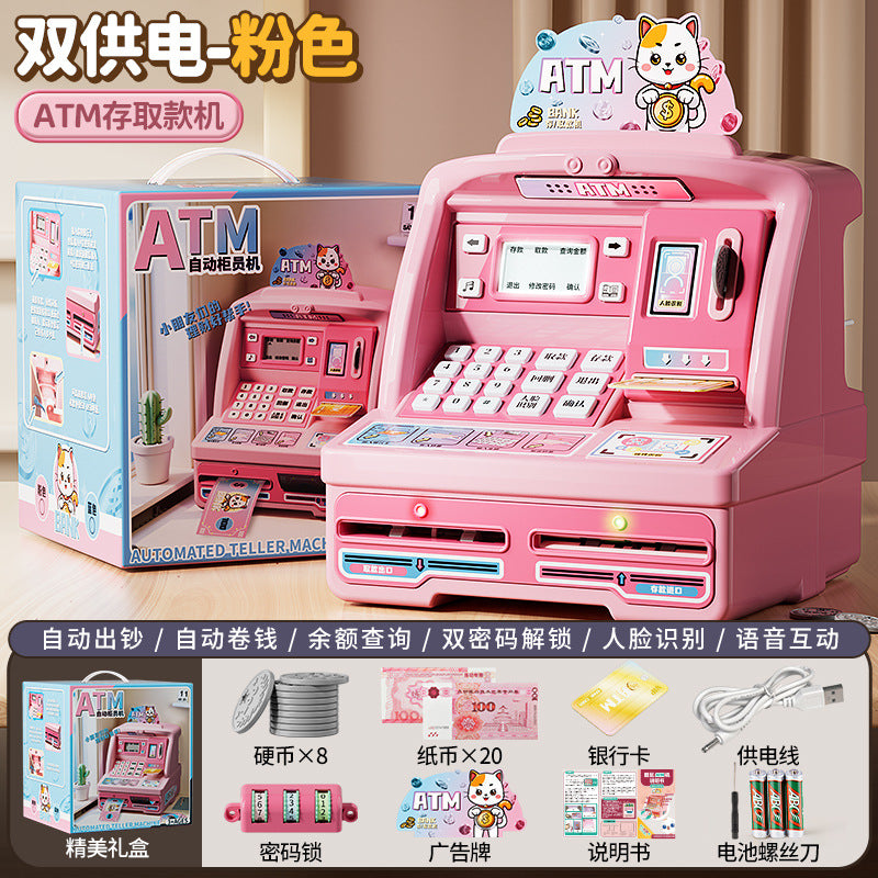 Kids' pretend play atm cash register - educational simulation interactive toy game machine - birthday gift for boys and girls