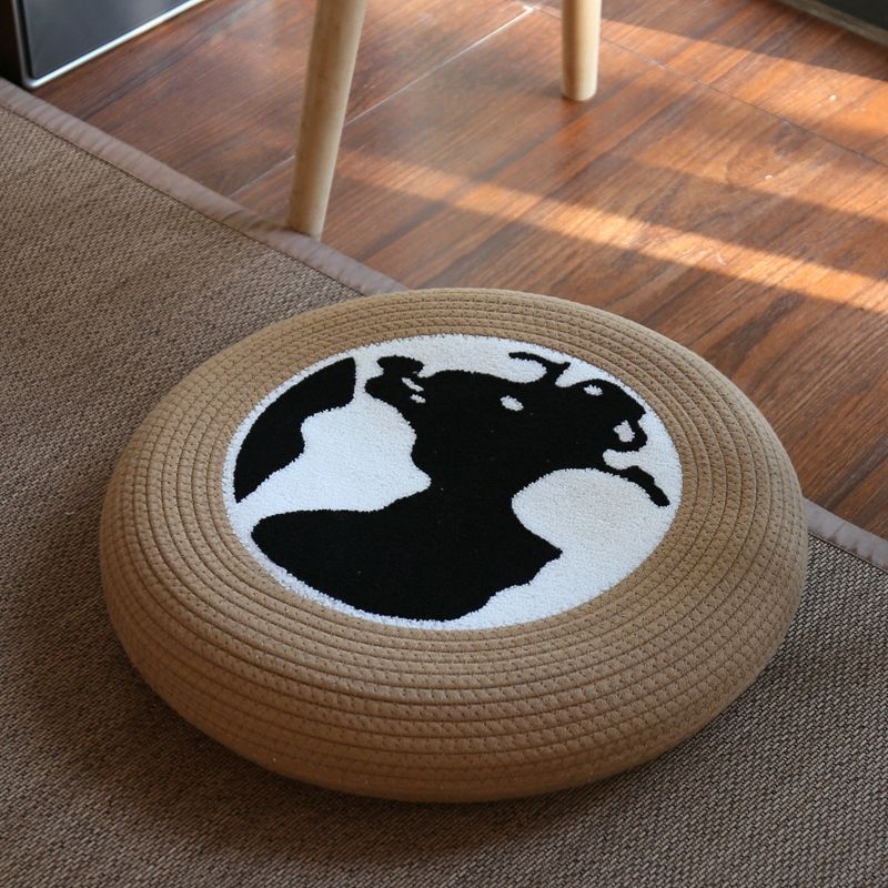 Futon pouf, tatami floor, bay window, retro coffee table, pouf, living room floor cushion, hemp rope meditation stool