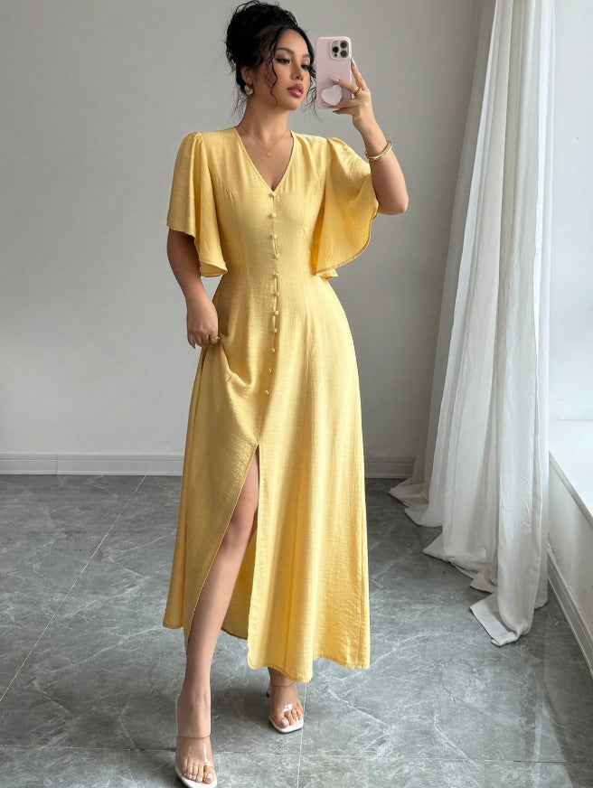 early spring new french casual chic dress - button-down design, slim fit, perfect for banquets, cocktail parties, and tea time