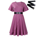C8627plus sizeexport women's summernew arrivalfashionrufflesv neckhigh waistelegant large swing africandress
