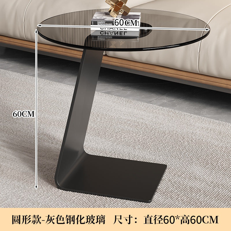 Tempered glass coffee table living room light luxury sofa modern casual classy round table corner sofa side table casual coffee table