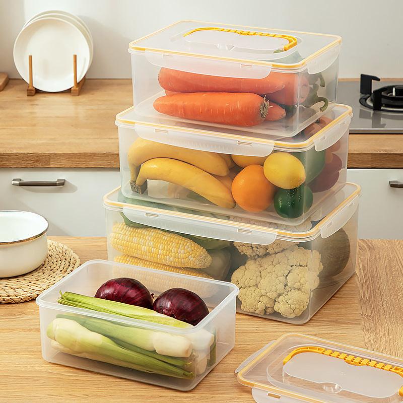 Food grade refrigerator storage fresh-keeping box, transparent food freezing sealed box with lid, kitchen vegetable egg storage box