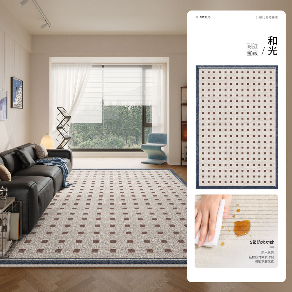Cream style carpet living room bedroom large area full bed side blanket no-wash wipeable waterproof anti-fouling sofa coffee table mat