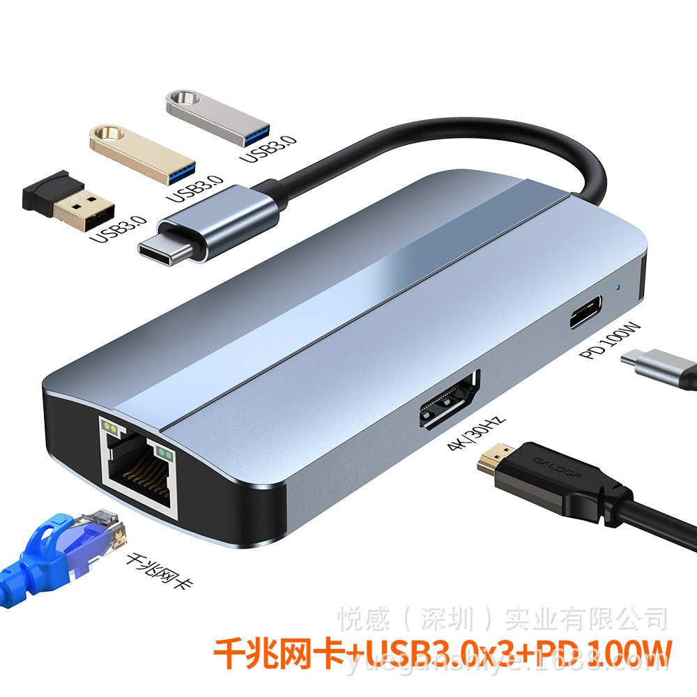 Source factory personalized gigabit network card usb3.0hub suitable for apple huawei computer converter extender