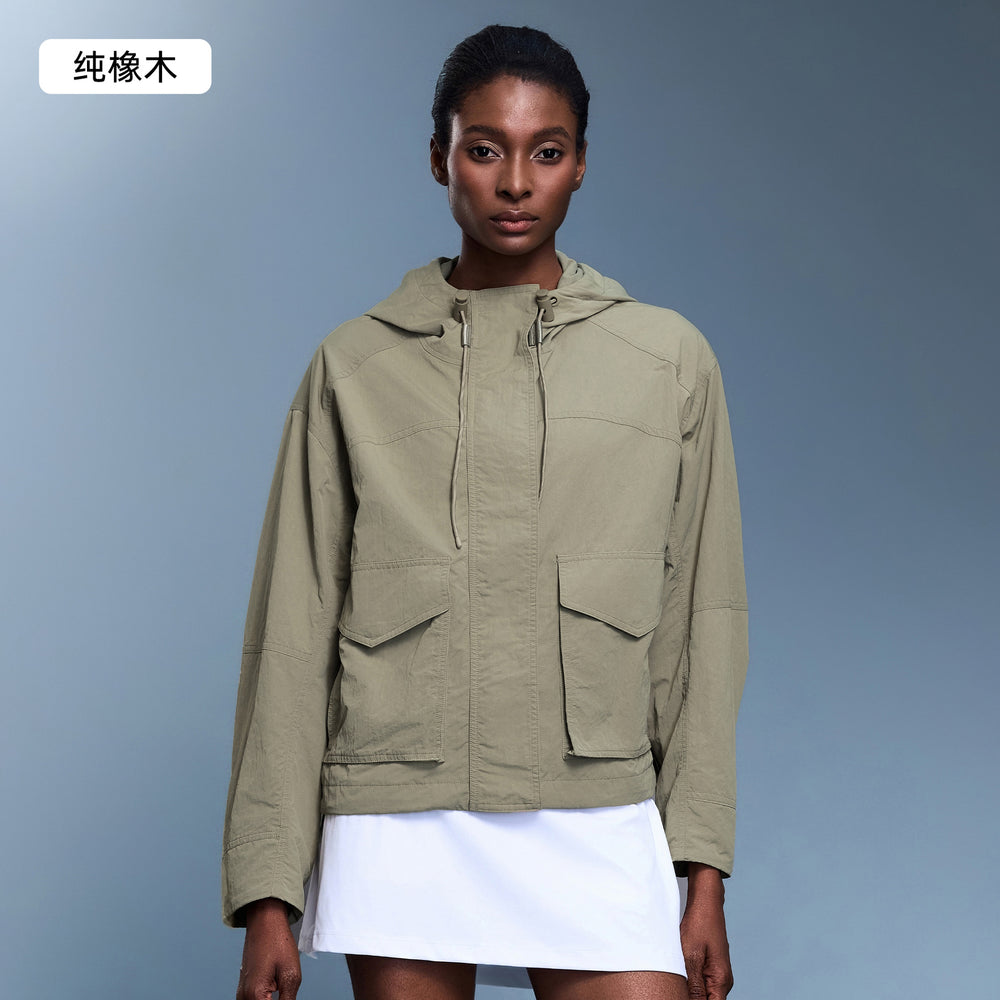 Light outdoor waterproofabrasion resistant hooded outwearcasuallooseeasiest for match windproof short windbreaker jacket for women autumn d25126