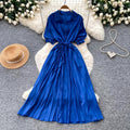 Light mature style single-breasted shirt short-sleeved dress for women summerk-style strap waist slimming lookelegant long skirt work clothing