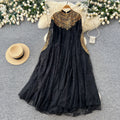 Heavy embroider beads sequin outwearlacedresstwo-piece set women's autumwork clothing style silmslimming looksuitaccessible luxury