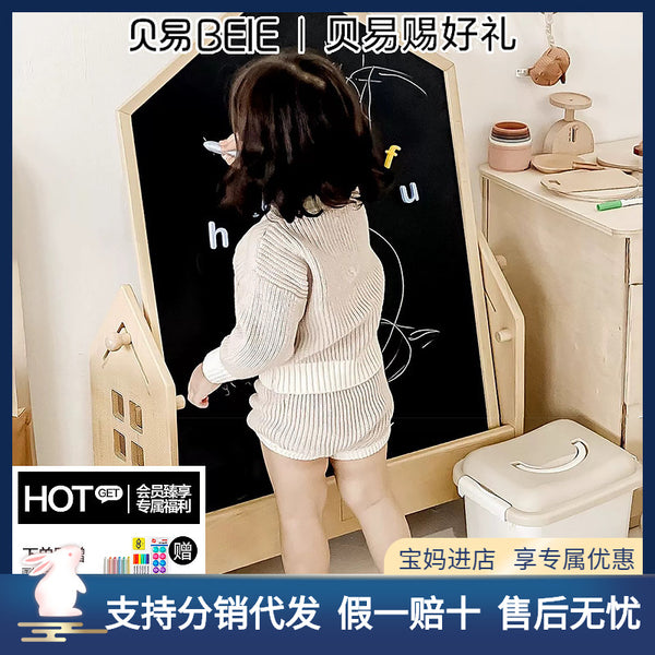 Beiyi small house children's drawing board baby magnetic double-sided small blackboard storage 2 in 1 graffiti erasable whiteboard
