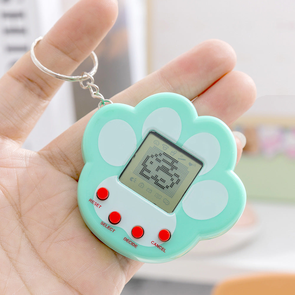 cartoon cat paw game console toy - cute & creative mini electronic pet machine keychain charm for kids