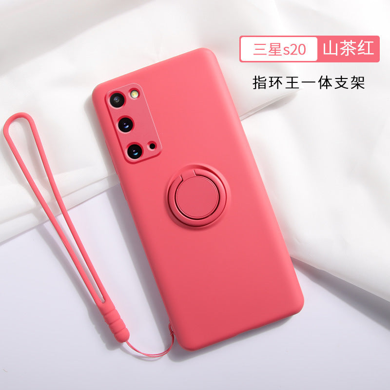 Suitable for samsung s25ultra mobile phone case s24fe liquid silicone ring holder all-inclusive s10 lens protective case