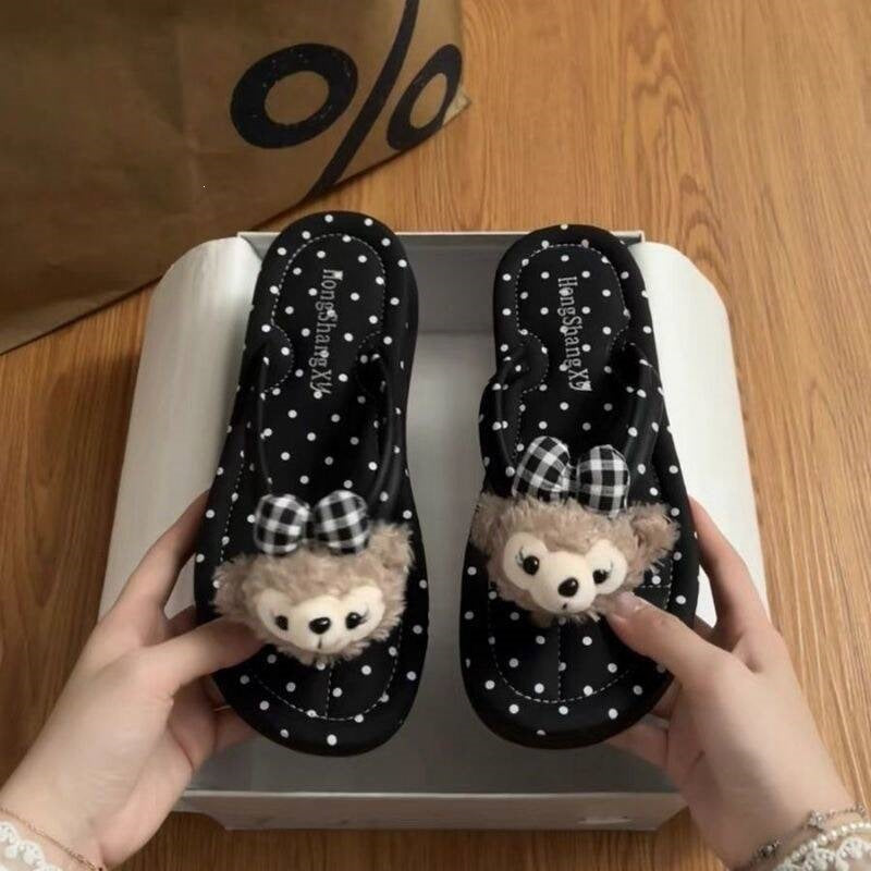 Outwearplaid summerfashionpopulareasiest for matchfairy stylecasualheight-increasing soft bottom flip-flop sandals