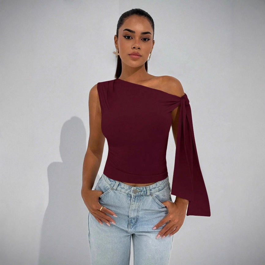 summer new arrivals: european and american fashion street style slim-fit tie-up sleeveless top for women