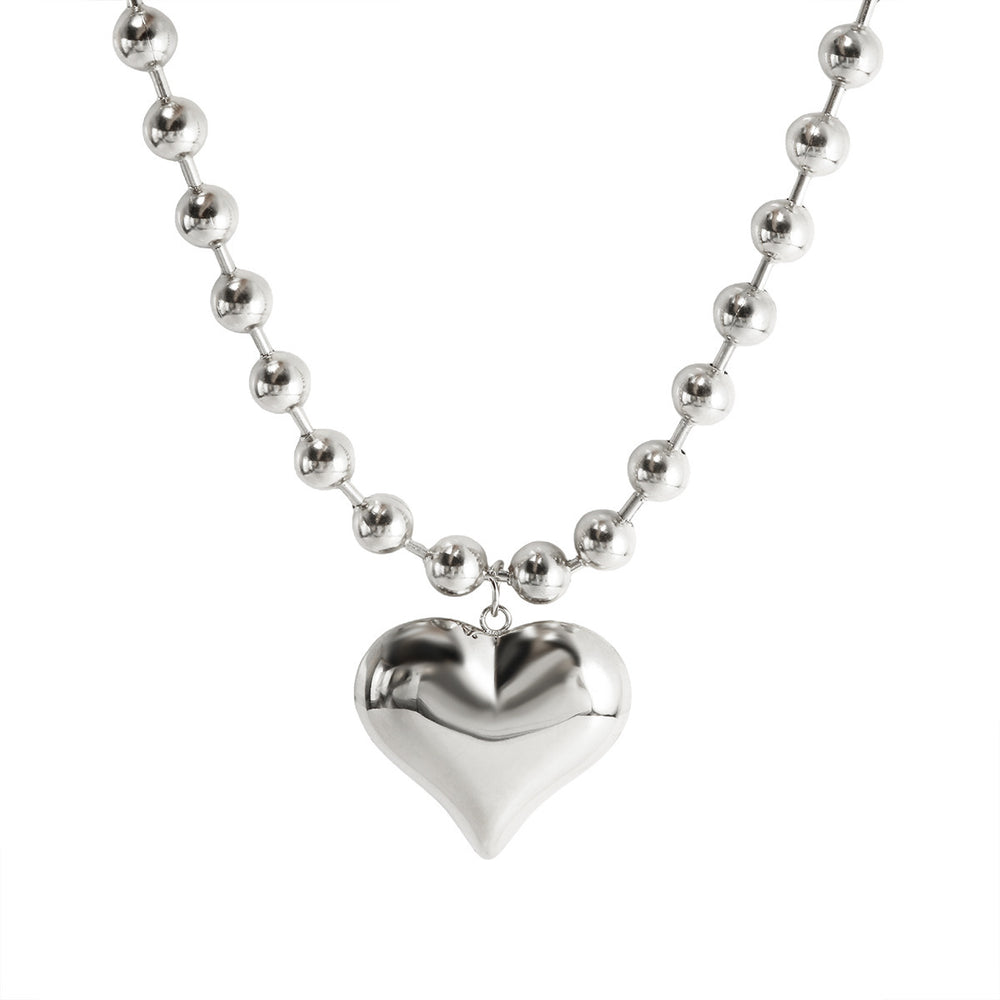 New arrivalaccessible luxury style heart necklace fashioncasual glossy steel ball chain peach heart pendant stainless steel necklace