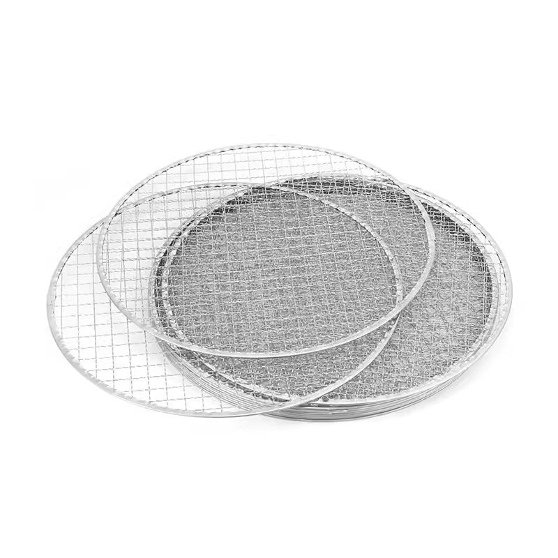 Household outdoor disposable barbecue net stainless steel iron mesh barbecue net round stove tea barbecue net rack accessories