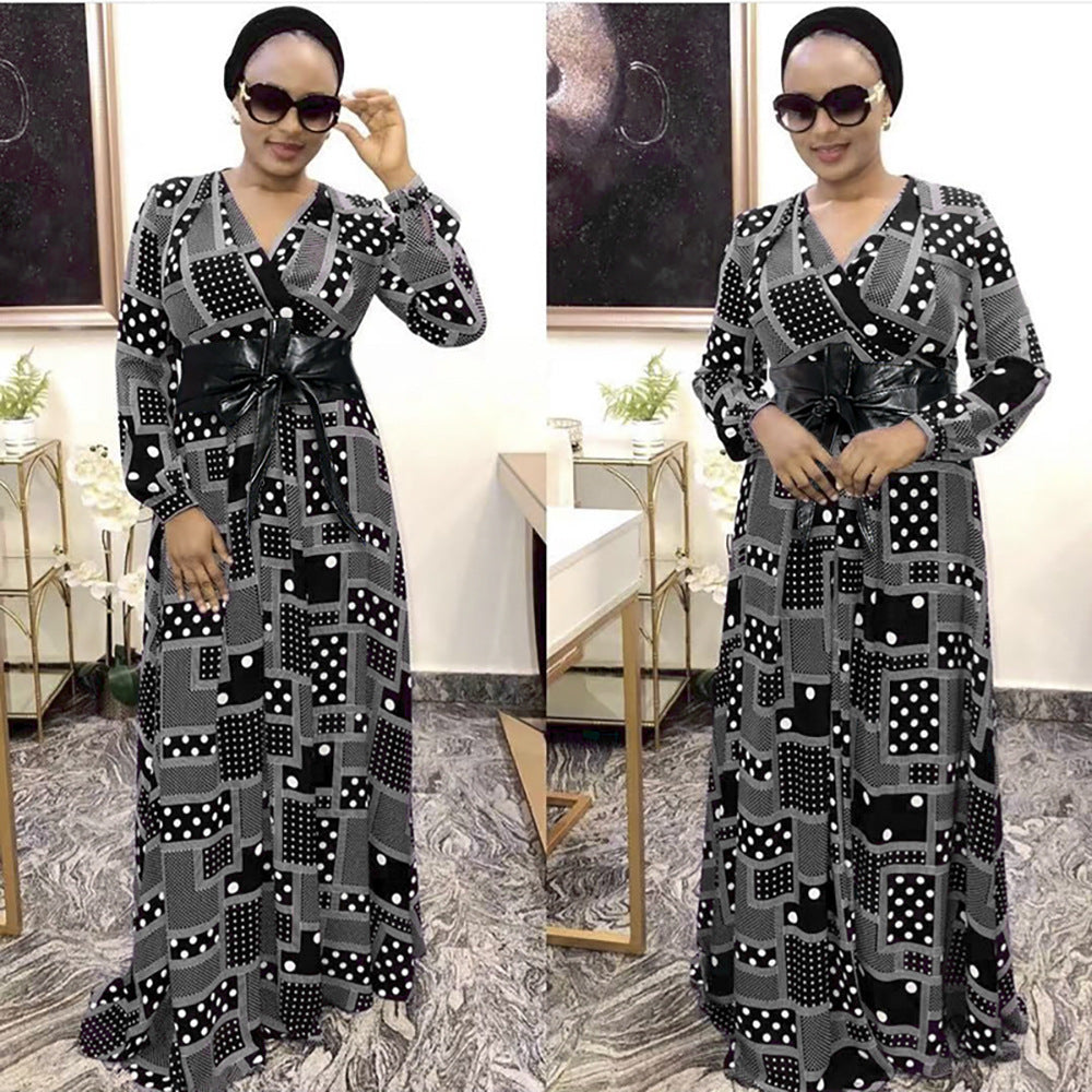 new plus size summer european and american style export   patchwork maxi dress african women's wear ol dress
