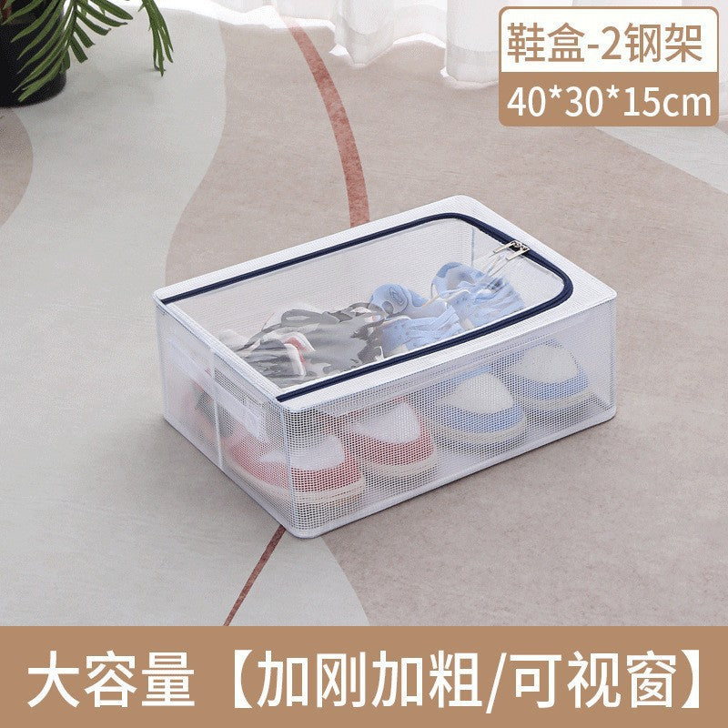 Bed sole transparent shoe box storage multi-functional dustproof transparent shoe cabinet household space saving foldable removable shoe rack