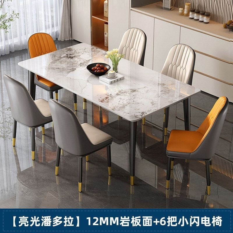 Rock slab dining table and chair combination rectangular for home small apartment medieval style modern casual rental house dining table
