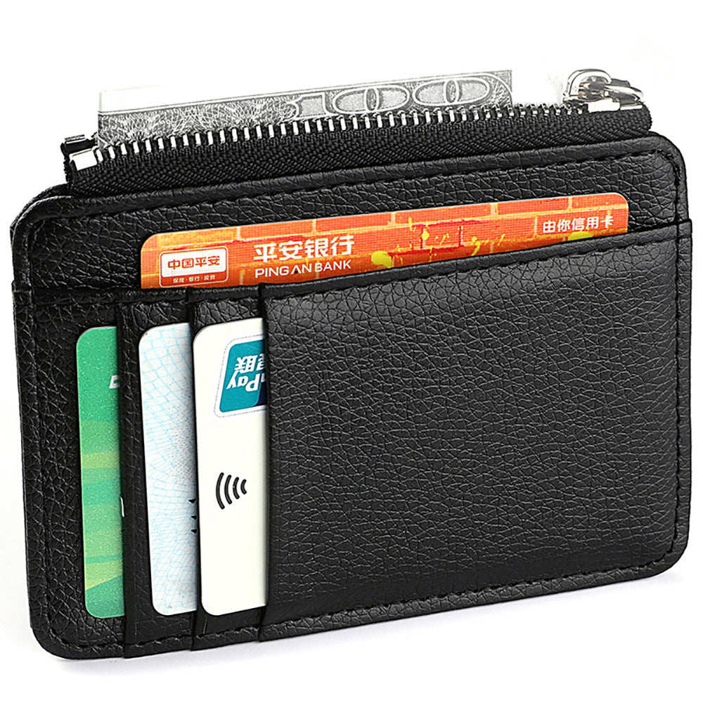 New pu leather card bag wholesale girls small ultra-thin ID card holder zipper short change bag women's explosion