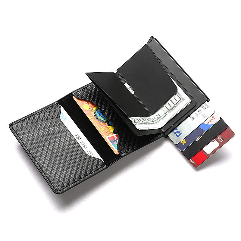 Men's anti-theft brush RFID small card bag, carbon brazing change bag, multi-card elastic card aluminum box, anti-magnetic large-capacity card sleeve