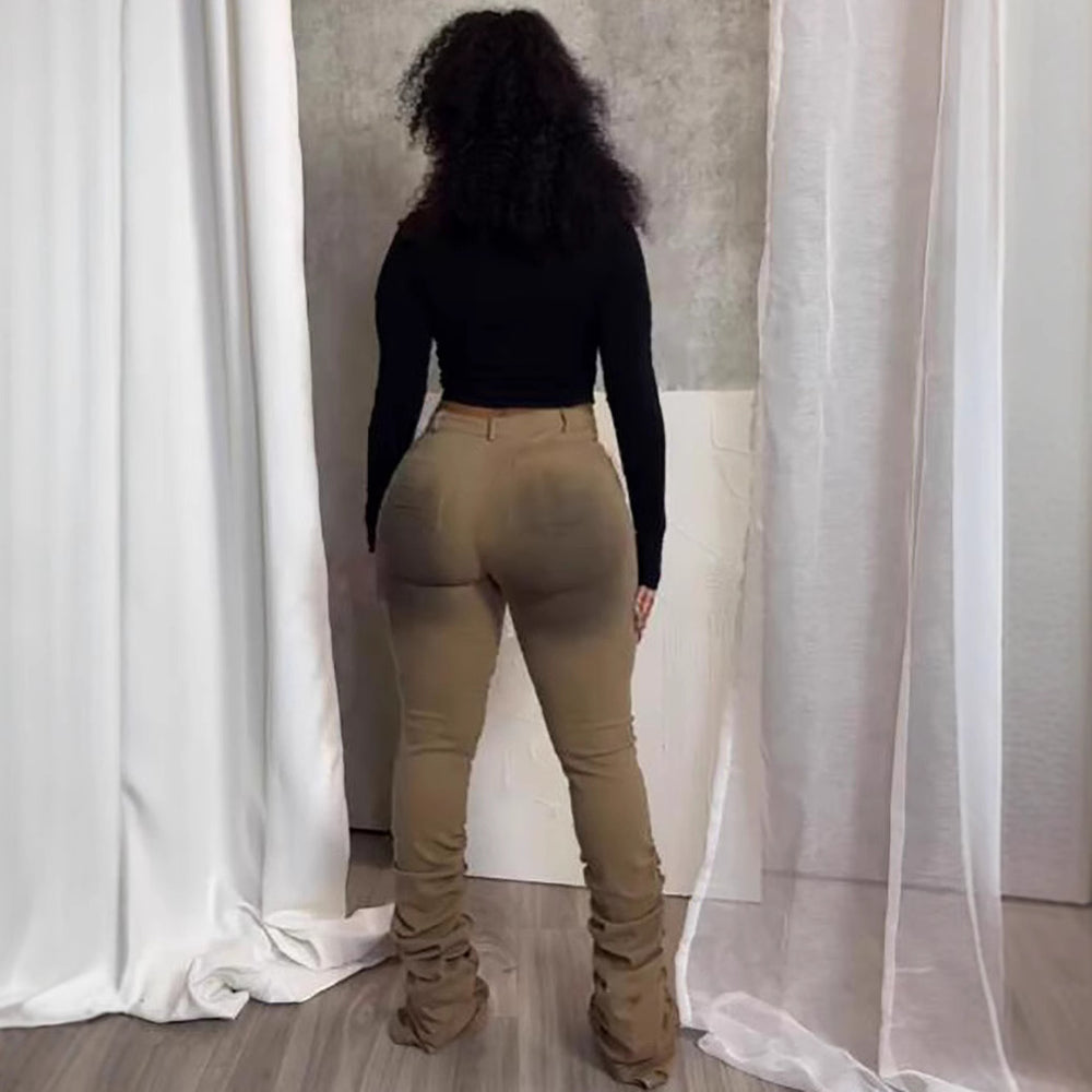 European and american cross-border women's fashion:  women's jeans - trendy, sexy, ruched, tie-dye high-waisted jeans