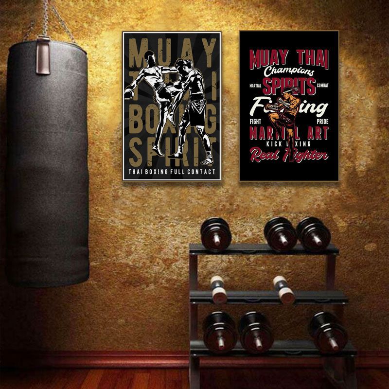 Fighting decorative painting Boxing gym training wall hanging painting Muay Thai Sanda Fighting gym American poster Sports mural