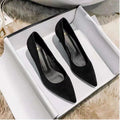 Student etiquette high heels women's stiletto heel popular2022spring & fallnew arrival pointed black fashioneasiest for match professional flats