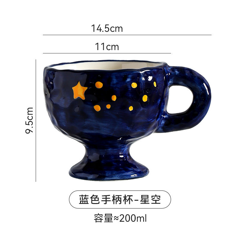 Stylishcasual ceramic creative mug hand-kneaded asymmetrical couple hand gift drinking cup tea cup tall coffee cup