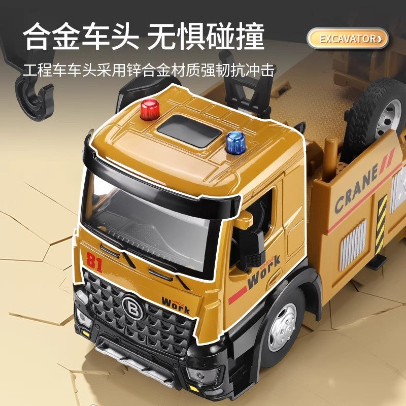 Large crane toy construction vehicle model ornament boy crane children's simulation alloy with sound and light gift wholesale