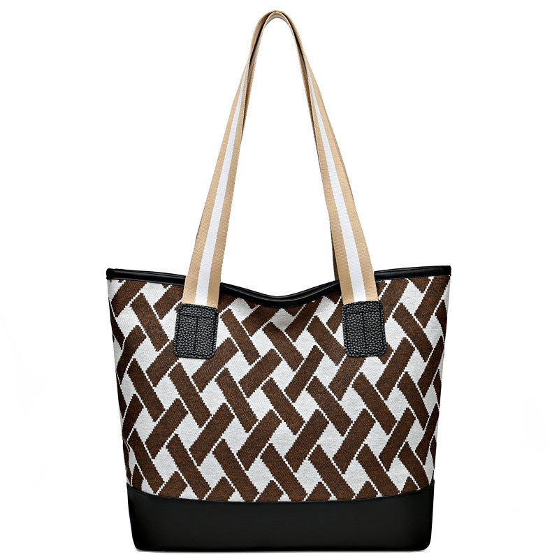 Women's bag 2024 new shoulder bag large capacity handbag fashionable versatile canvas bag commuter tote bag