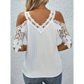 Aliexpress summer new arrivals: european and american style fashion women's loose lace v-neck short sleeve t-shirt for cross-border e-commerce
