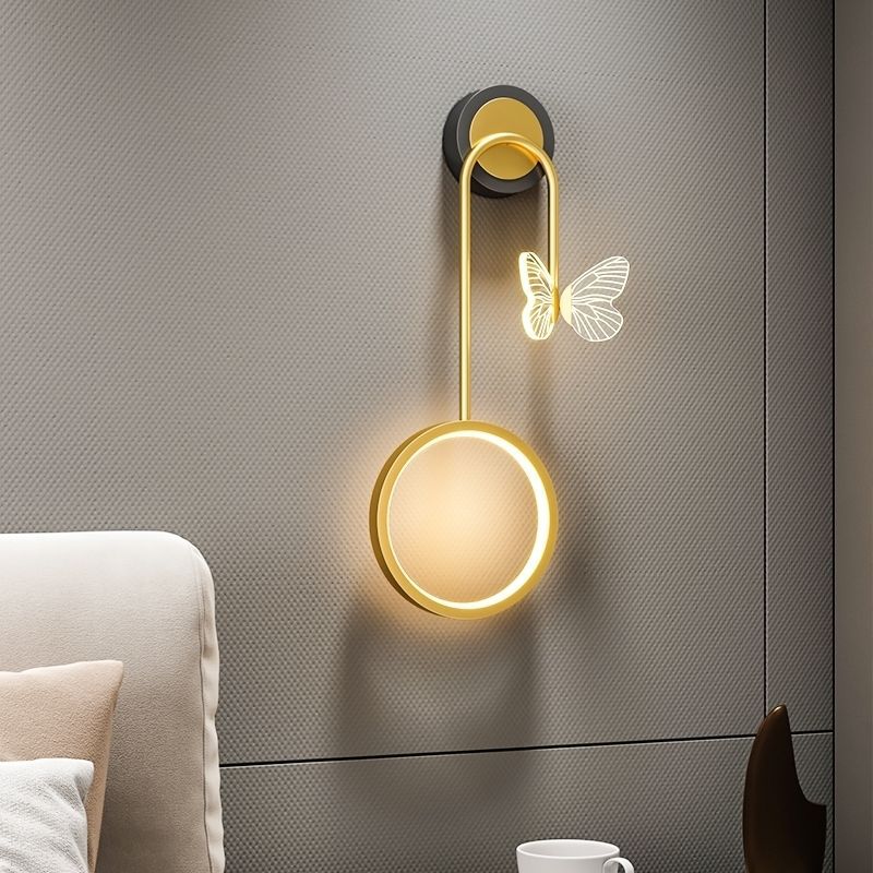 Led modern casualaccessible luxury pastoral for home hotel engineering butterfly gold black wall lamp scandinavian background wall bedside