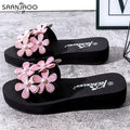 Anti-fall plaidthickened princess style women's flip-flops ultra-light trendyins home and outdoor stain-resistant summer sandals