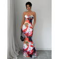 Women's elegant fashion all-over print summer twist-back maxi dress