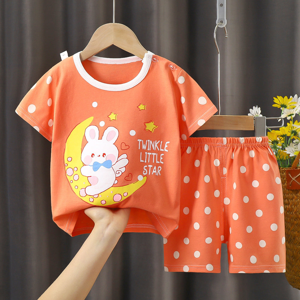 Kids' short-sleeve and shorts set - toddler & children's summer pure cotton underwear - boys' & girls' crew neck t-shirt