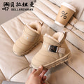 Custom boys' fleece-lined snow boots, new autumn/winter collection, girls' black cotton shoes, thickened ankle boots for students, trendy styles for mid-to-large children