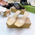 Spanish summer outwear 2024 new arrival square toe one-line high heel sandals pure colorfashion office thin heel sandals